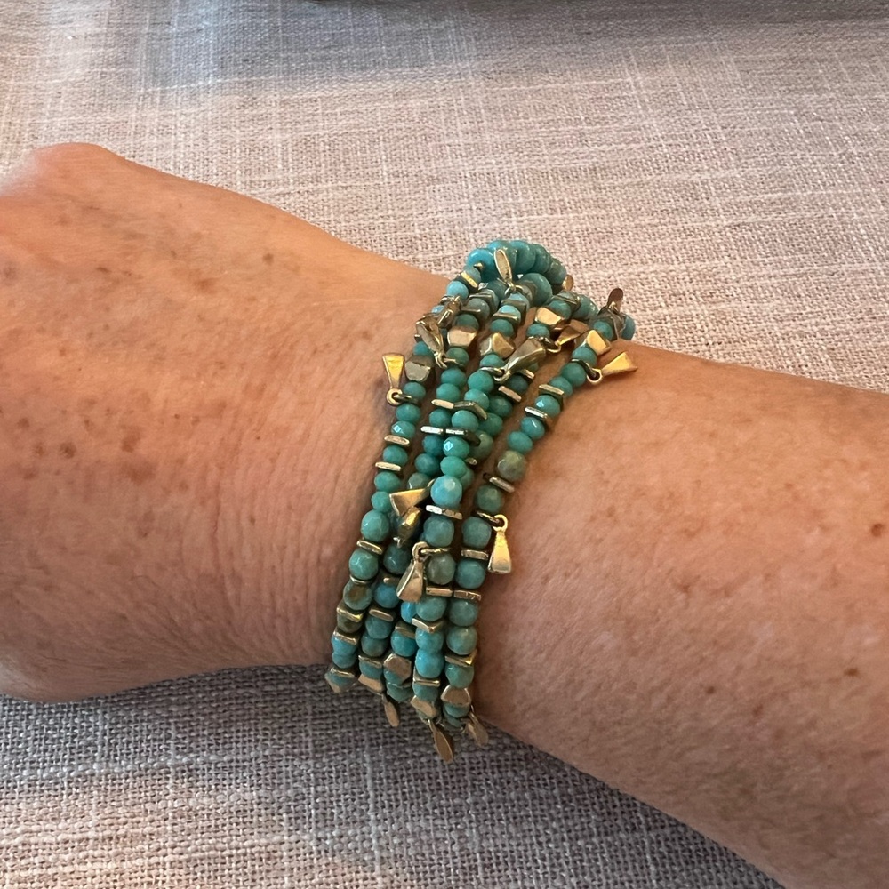 Stella & Dot Turquoise and Gold Beaded versatile Necklace or bracelet - Picture 3 of 6